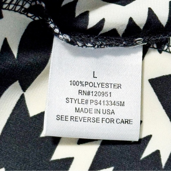 Pink Rose Aztec Boho Mini Dress Black White Elastic Waist Size L Southwest Artsy - Picture 5 of 13